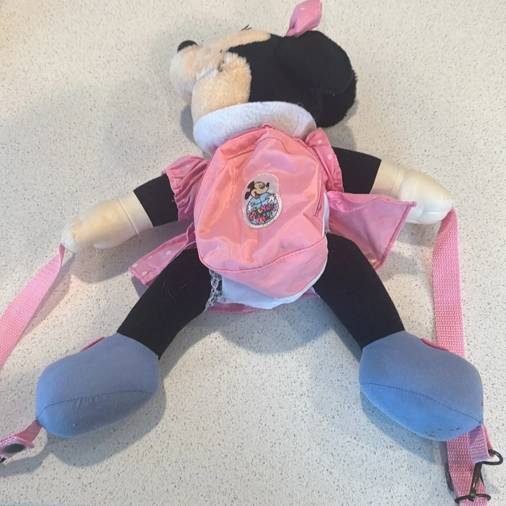 Vintage disney Minnie Mouse back pack with pink straps and mini pink bag